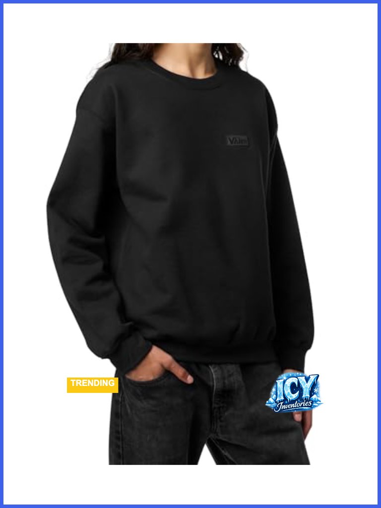 Long Sleeve Crew Neck Sweatshirt With Tonal Logo Patch